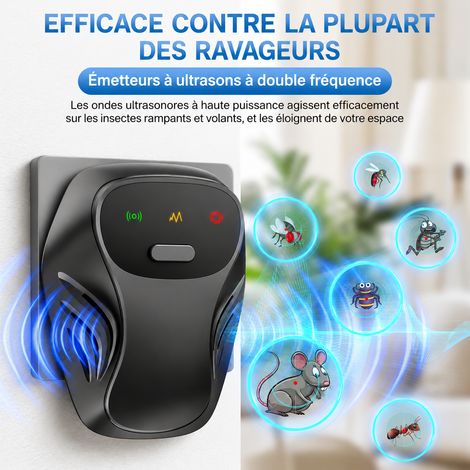 Répulsif électronique à ultrasons 3 vitesses anti-moustiques rongeurs insectes prise européenne BJX-905 3W réf 3467 8,1 × 6,4 × 7 cm 50 g – Livraison gratuite (1/5)