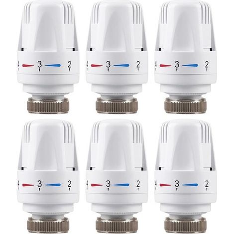 Lot de 6 Tête de Thermostatique M30 x 1,5, Valves Thermostatiques pour Radiateur, Tête de Remplacement de Vanne de Thermostat de Radiateur pour Maison Bureau (1/4)
