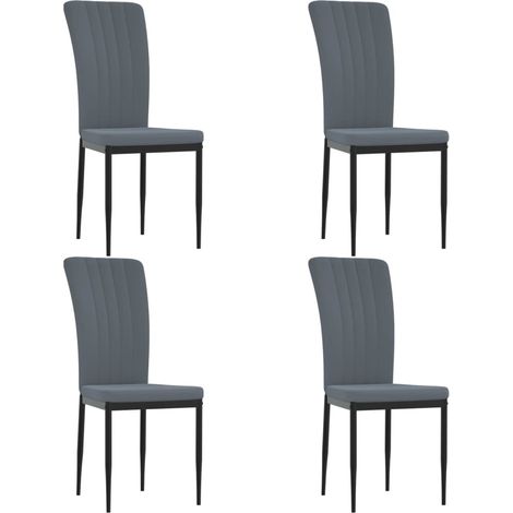 Set de 4 chaises de salle à manger en tissu velours gris foncé cadre en fer DEC025626 (1/5)