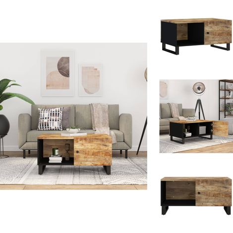 Table basse 80x50x40 cm Bois de manguier solide et d'ingénierie - Table Basse - Meuble TV - Table D'appoint - Table En Bois - Mobilier Salle Séjour (1/5)