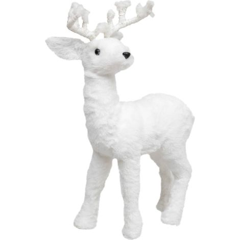 Déco de Noël Renne debout floqué Blanc H 45 cm - Feeric Christmas