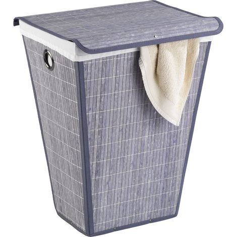 Cesto Portabiancheria Bamboo Conico Grigio (1/3)