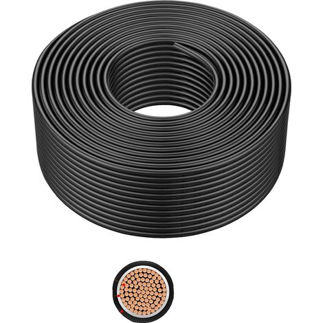Cable solar, conductor de cobre, aislamiento de PVC, negro, 10 AWG, 100 m (1/2)