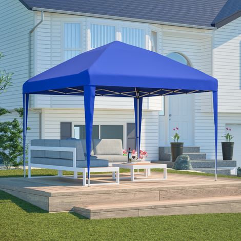 Tonnelle pliante pop-up 3x3 m réglable en hauteur avec 4 sacs de lestage et sac de transport - Bleu