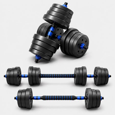 Lacestone 2in1 Hantelset 30 Kg Kurzhantel Langhantel Set Hanteln Krafttraining Gewichte