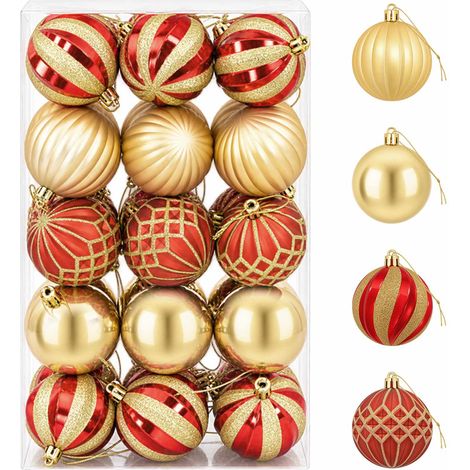 Weihnachtskugelset 30 stk. Gold und Rot Ø 6 cm Kunststoff vidaXL (1/5)
