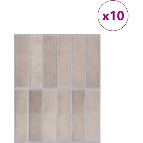 Carrelage adhésif mural rectangulaire brillant découpable Café beige lot de 10 pièces (1/5)