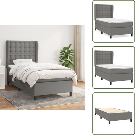 Boxspringbett mit Matratze Dunkelgrau 100x200 cm Stoff - Boxspringbett - Doppelbett - Bettenrahmen - Lattenrost - Matratze (1/5)