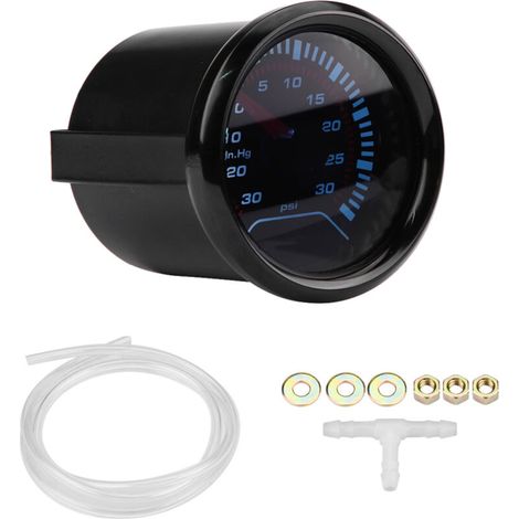Manomètre turbo, manomètre turbo en alliage d'aluminium, LED bleue et rouge, conception précise, 52 mm/2,1 pouces, pour voiture (1/5)
