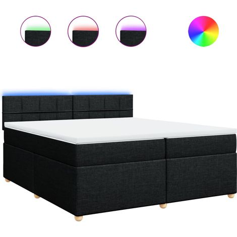 Maison Exclusive - Cama box spring con colchón tela negro 200x200 (1/5)