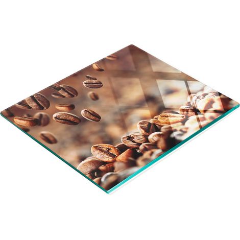 Tabla decorativa de cristal para servir aperitivos con diseño de granos de café, 60x52 cm. (1/5)
