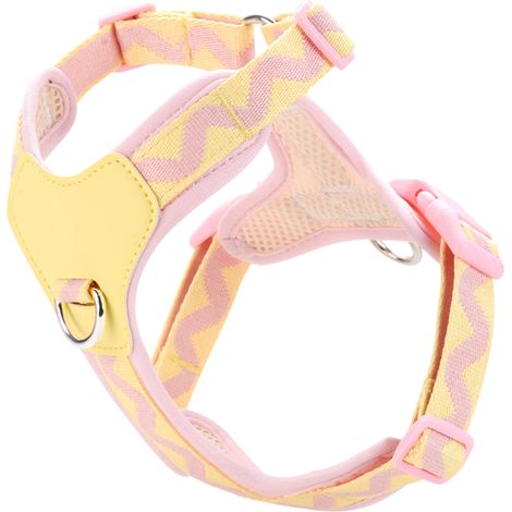 1 harnais de poitrine, ajustable, polyester, jaune, pour chiens de taille moyenne et chiots (1/5)
