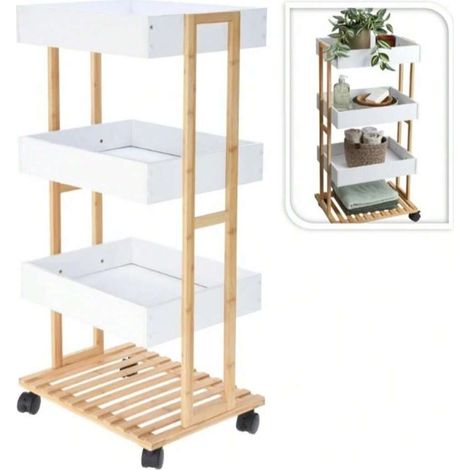 Chariot de rangement à étagères, meuble roulant polyvalent, 4 niveaux, structure métallique robuste, finition noir mat, idéal pour cuisine, atelier ou garage, facile à déplacer, dimensions compactes.