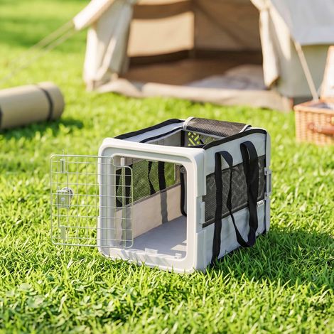 Sac de Transport pour Chat et Chien Pliable Tissu 300D Jusqu'à 10 kg 49,5 x 34 x 35,5 cm Gris (1/5)