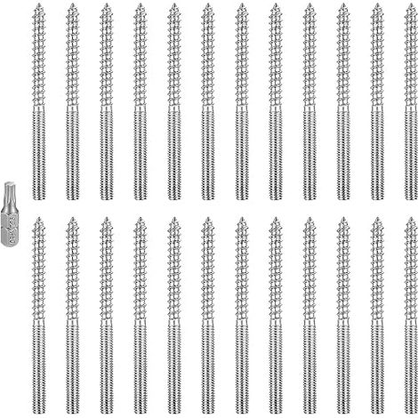 Vis Double Filetage M6 x80mm Acier Argent Vis Beton Sans Cheville pour le Raccordement de Meubles en Bois et l'installation Électrique (1/5)