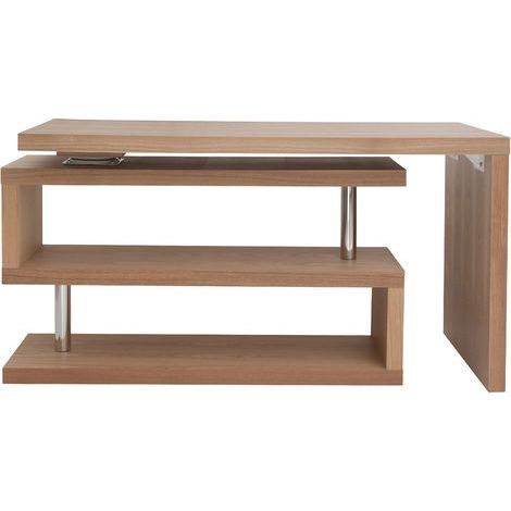 Bureau modulable design en bois clair chêne L140-214 cm MAX (1/5)