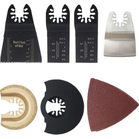 16-teiliges oszillierendes Sägeblatt-Set, Zubehör-Set für oszillierende Multifunktionswerkzeuge, Zubehör-Set für Werkzeugsägeblätter mit 10 Schleifblättern (Körnung 80) (1/5)