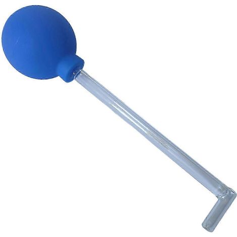 L'appareil d'amygdalectomie manuelle a la forme d'une boule de verre munie d'un long tube il convient aussi bien aux adultes qu'aux enfants. Il est bleu. (1/4)