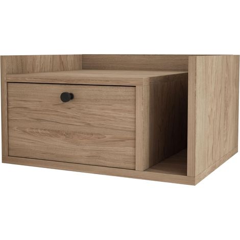 Comodino con cassetto e maniglia dorata, Rockford Noce Scuro, 50 x 35 x 27 cm, lato sinistro (1/5)