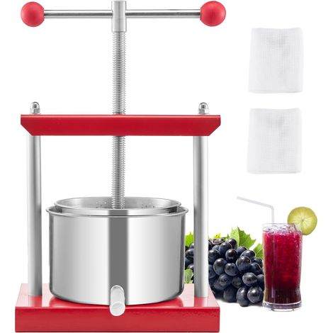 VEVOR Pressa Manuale per Vino di Frutta Cesto in Acciaio Inox 3L con Manico, Spremiagrumi Manuale per Bevande Alcoliche Pressa per Sidro, Mela, Uva, Tintura, Miele, Olio deOliva Cucina, Casa (1/5)