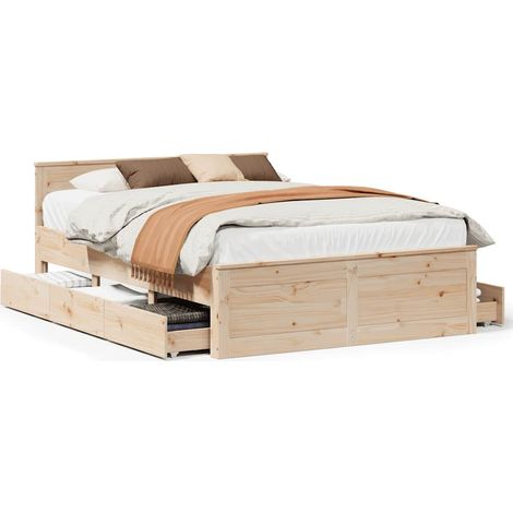 Maison Exclusive - Cadre de lit sans matelas avec tête de lit 140x190cm pin massif