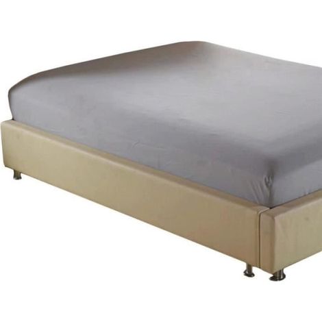 CD16751-Drap Housse Couleur Unie 120 x 190 cm Gris (1/2)