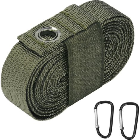 Sangle d'extension multifonction pour tente et auvent, corde en nylon militaire vert pour camping (1/5)