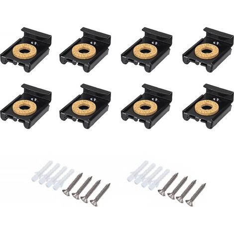 Lot de 8 fixations de miroir sans cadre - Kit de fixation murale à ressort avec chevilles et vis (noir) (1/5)
