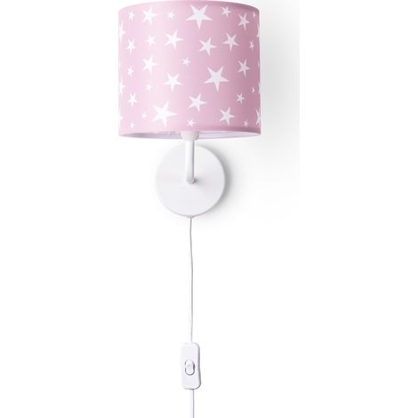 Paco Home Tischleuchte Kinderzimmer Stofflampenschirm Rund Wandleuchte Mond Sterne E14 Wandleuchte - Weiß, Design 7 (Ø18 cm)