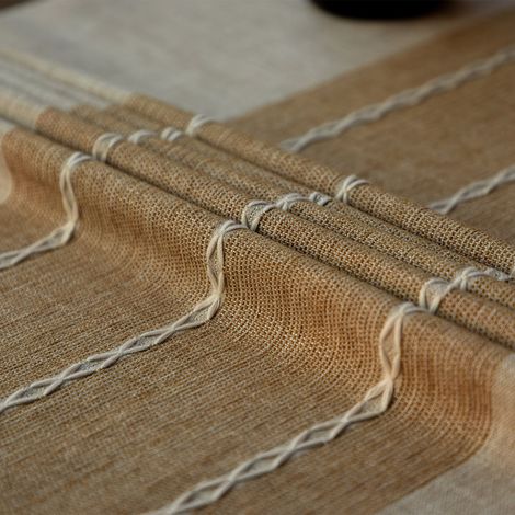 Nappe rectangulaire en lin et coton de style européen, anti-poussière, idéale pour les tables basses, style élégant, couleur beige/café, 140140cm. (1/5)