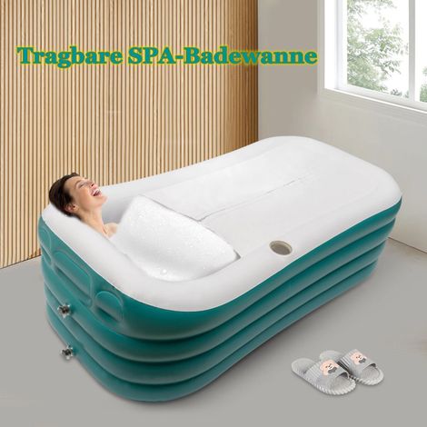 Bañera plegable para adultos, cubierta inflable para bañera, color verde, 250 L