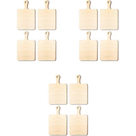 Lot de 12 mini planches à découper vierges en bois avec poignée, idéales pour la cuisine, la décoration et le bricolage. (1/4)