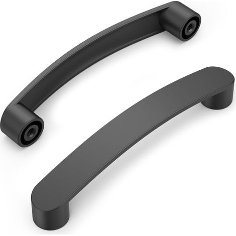 Set of 10 furniture handles - Hole spacing: 128 mm - For kitchen cabinets, cupboards, drawers - Black (1/5)