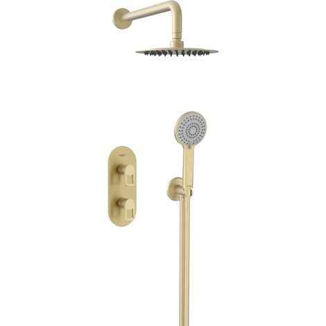 Bristan Saffron Concealed Dual Control Shower Pack2 Brushed Brass