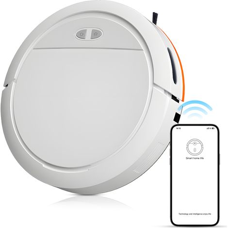 Robot aspirador y limpiador de suelos 3 en 1, potente succión de 4000 Pa, controlable mediante aplicación Wi-Fi, carga automática, ABS, 30 cm, negro, 1 unidad. (1/5)