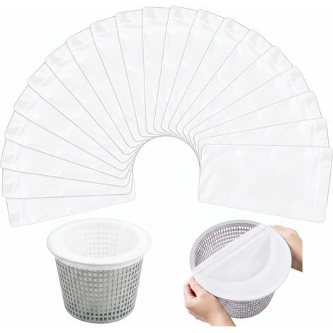 20-teiliges Set Poolskimmer-Socken, wiederverwendbarer elastischer Nylon-Poolskimmerfilter mit ultrafeinem Netzgewebe, waschbarer Vorfilter für den Skimmerkorb zur Entfernung von Ablagerungen, Blätter (1/5)
