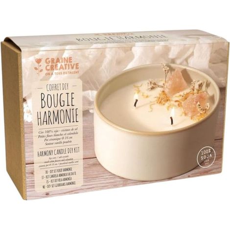 Kit DIY bougie - GRAINE CRÉATIVE - Harmonie - cire 100% soja - pot céramique 16 cm - parfum vanille (1/2)