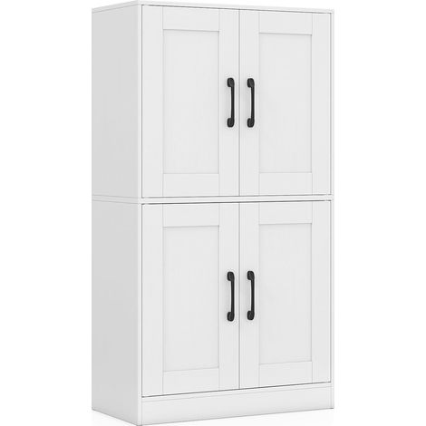 COSTWAY Mobile da Bagno, Mobiletto Portaoggetti Moderno con 4 Ante e Ripiani Regolabili, Mobile Dispensa da Cucina per Soggiorno e Sala da Pranzo, 60 x 30 x 110 cm (Bianco) (1/5)