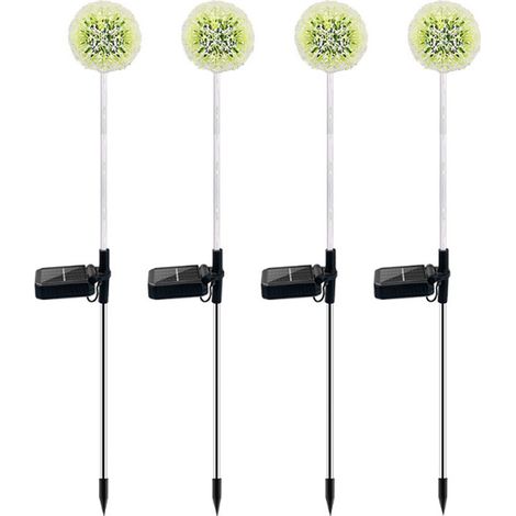 Solarlampe für den Außenbereich, 4 Stück, Löwenzahn-Solarlampe mit farbwechselnder LED, wasserdichte Solar-Gartenlampe für den Außenbereich für Rasen, Balkon