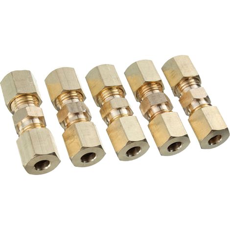 Connecteur de raccords de compression en laiton 5 pièces 3/16 po Connecteur de tuyau de frein durable et résistant à la corrosion