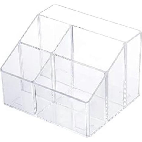 Transparenter Stiftehalter für den Schreibtisch, Aufbewahrungsbox aus Kunststoff für Bürobedarf und Zubehör (Marker, Schreibwaren, Stiftehalter). (1/5)