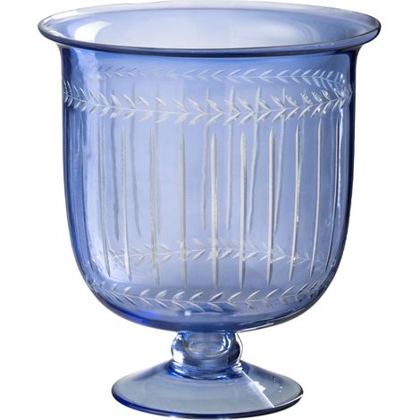 Photophore sur Pied en Verre "Tarifa" 24cm Bleu