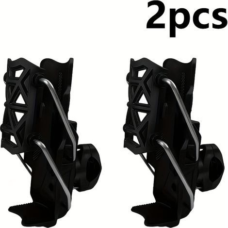 2 porte-gobelets adaptatifs pour motos et véhicules électriques - Support de pare-chocs rotatif et pliable, plastique durable, sans alimentation, fixation sécurisée, design élégant et robuste - Noir (1/5)