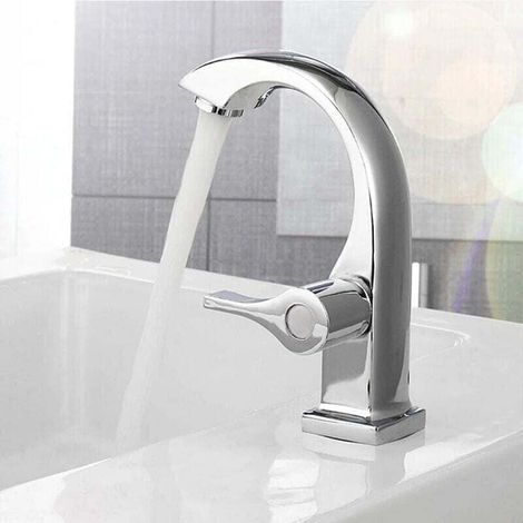 Einloch-Kaltwasserhahn aus verchromtem Metall für Badezimmerwaschbecken, Einhebel-Messingauslauf, Waschbecken, Badewannen, Kaltwasserhähne, Wohn- und Gartenaccessoires.