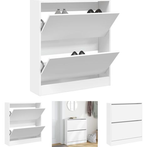 The Living Store Schuhschrank Weiß 80x21x87,5 cm Holzwerkstoff - Schuhregale & -schränke (1/5)