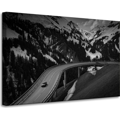 Leinwanddruck Naturstraße durch die Berge 90x60 cm