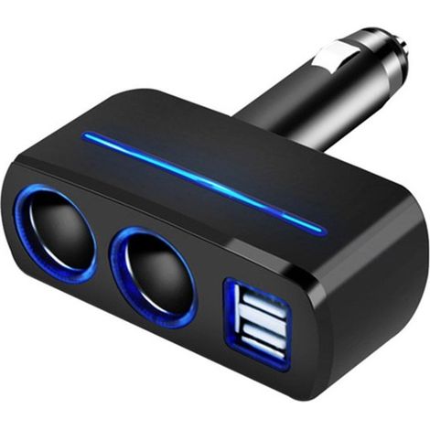 Adaptador de encendedor de cigarrillos para coche de 12 V con divisor USB doble y enchufe tipo S. (1/5)