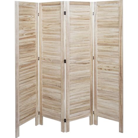 Paravent HWC-G30 - Cloison de séparation visuelle Séparation de pièce - look shabby 170x162cm - marron-clair (1/5)