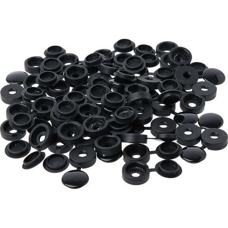 100 Pièces Cache Vis Plastique,Bouchon à Vis en Plastique,Couvercle à vis，Cache-vis de rondelle，Couvercle Décoratif à Vis (Noir)