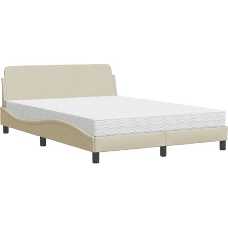 vidaXL Letto con Materasso Dover Crema 120x200 cm in Tessuto (1/5)
